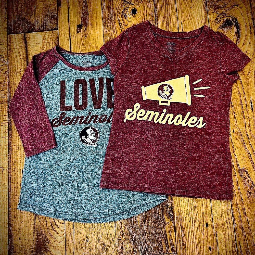 Girls, National Collegian, Bundle of two Seminoles T-shirts, size M and size S.